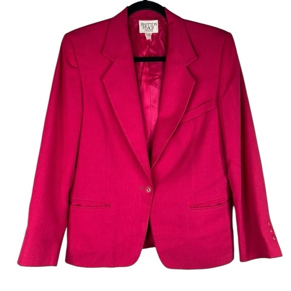 Bretton Place Petite Hot Pink Linen Blend Vintage Business Blazer Size Medium - Picture 2 of 7